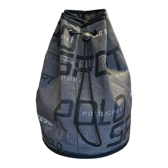 POLO SPORT Ralph Lauren Spellout All Over Print Drawstring Bucket Sling Bag VTG - Picture 4 of 9
